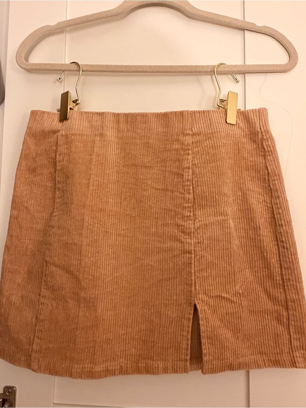 Tan Corduroy Mini Skirt